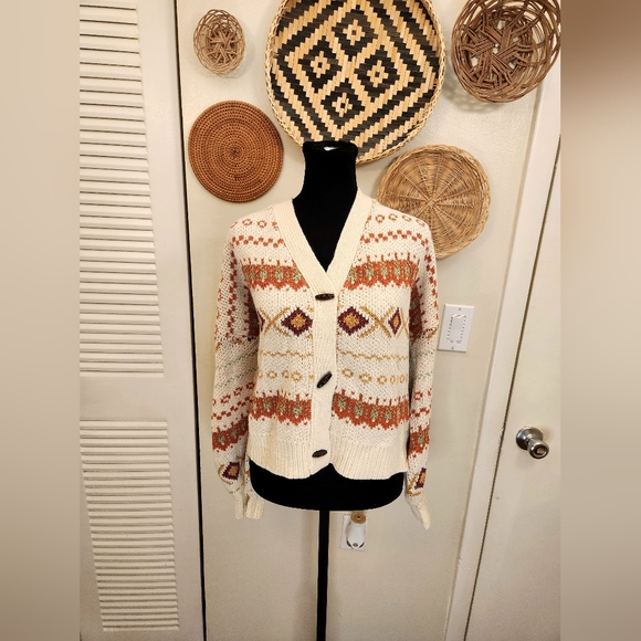 Soft And Cozy Cream V-Neck Button Up Knitted Sweater - Picture 3 of 10